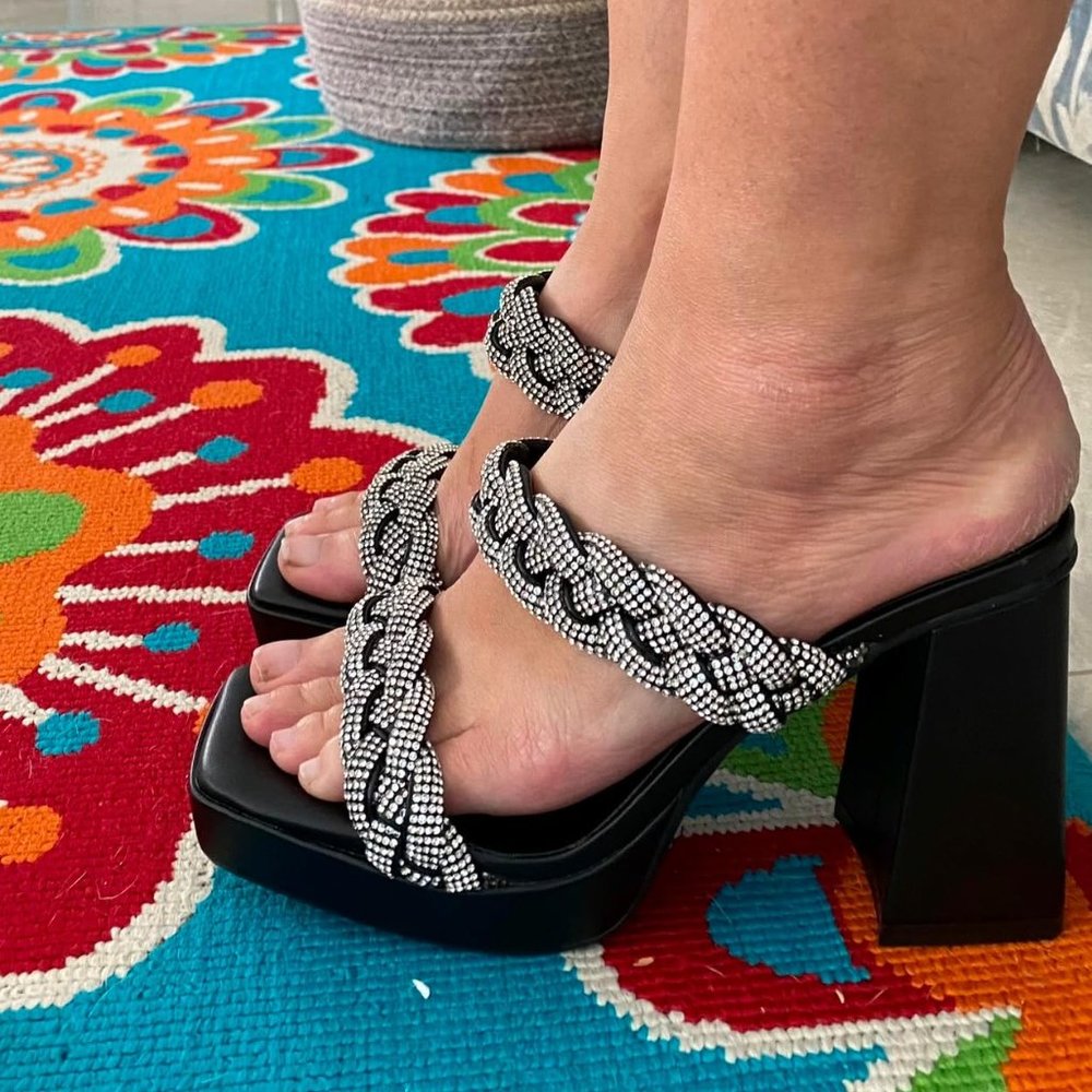 Open Square Toe Block Platform Heels - image 6